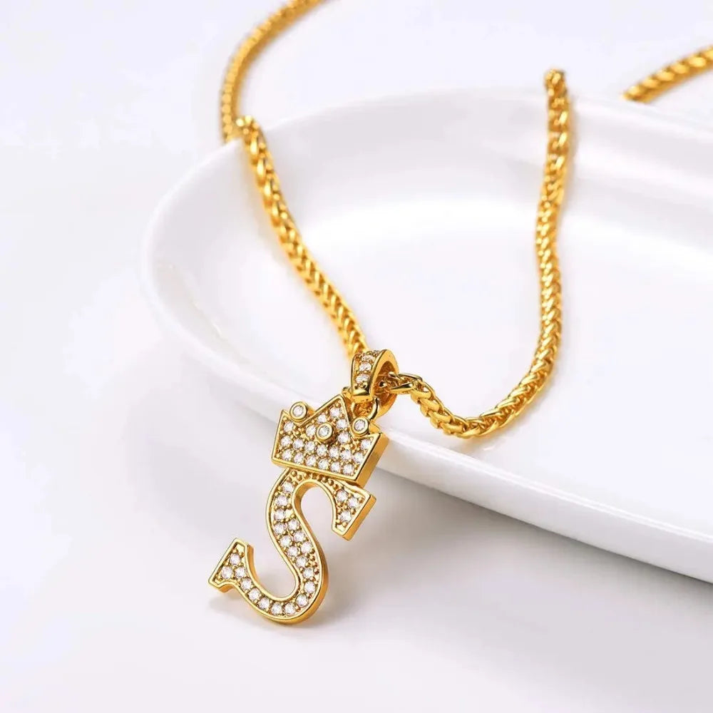 Pave Initial Pendant Necklace