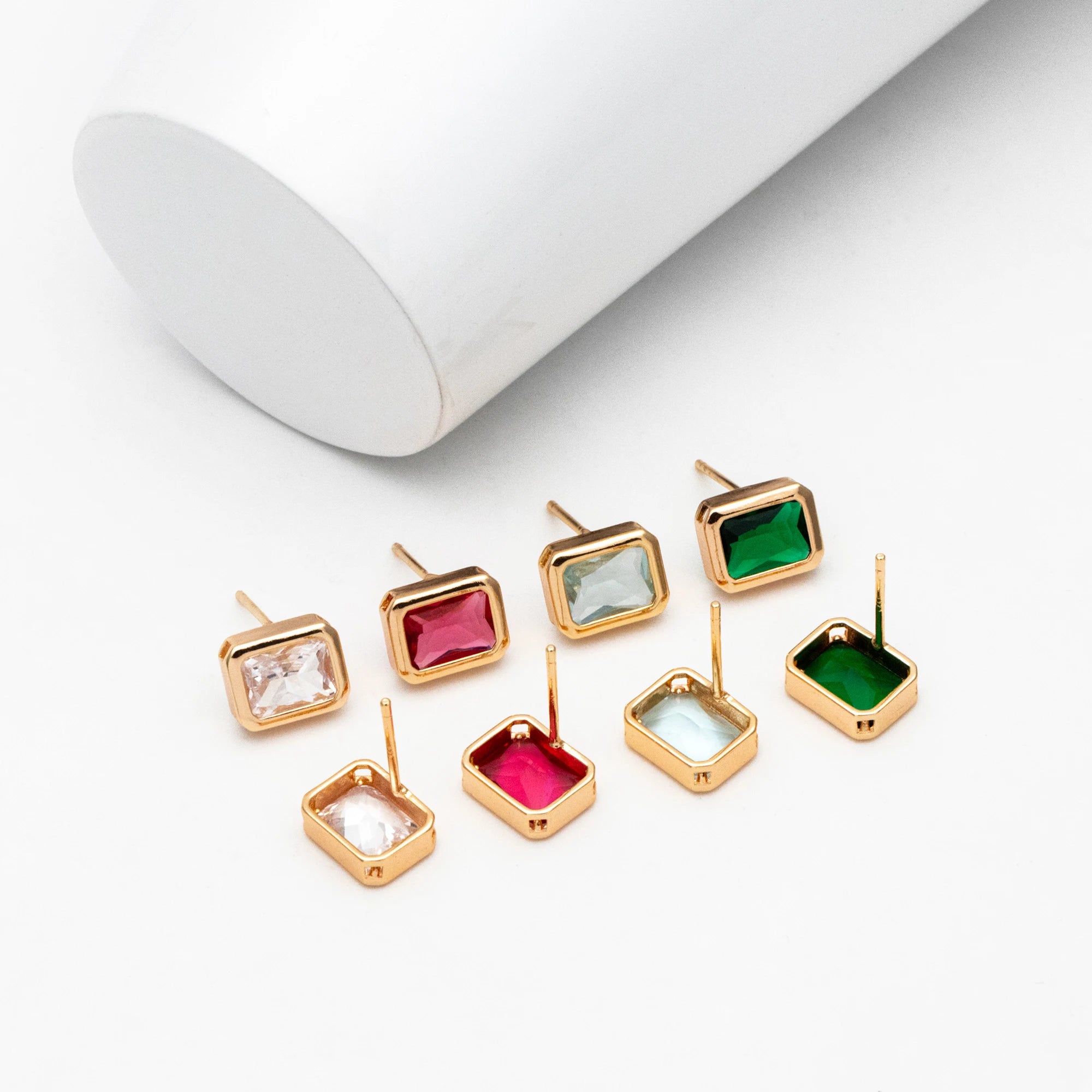 Emerald Baguette Stud