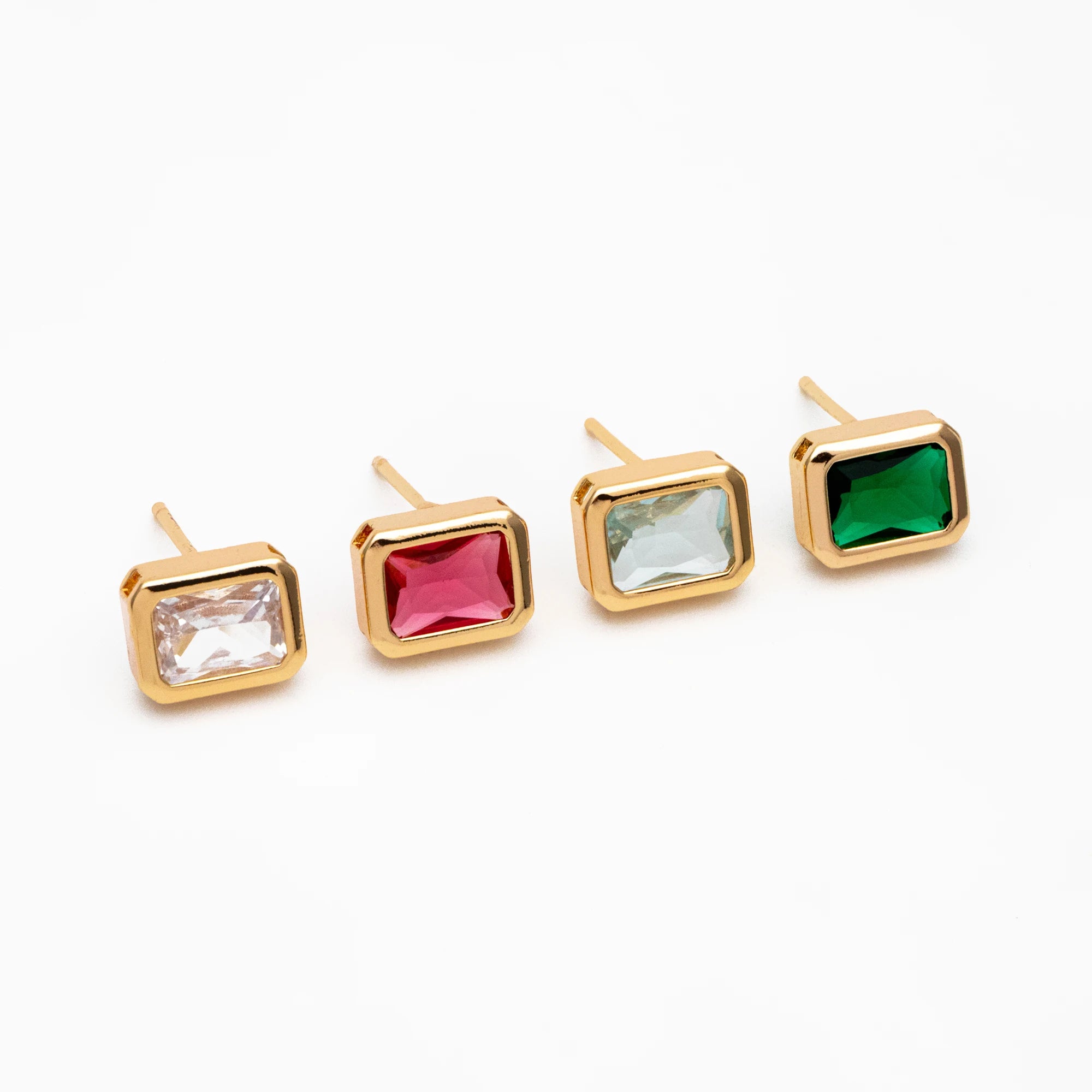 Emerald Baguette Stud