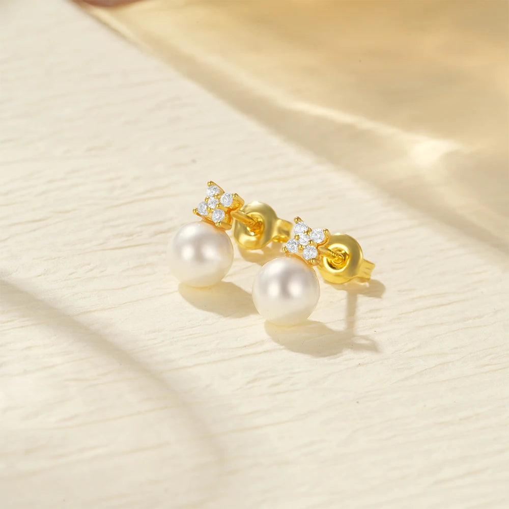 Crystal Pearl Stud Earrings