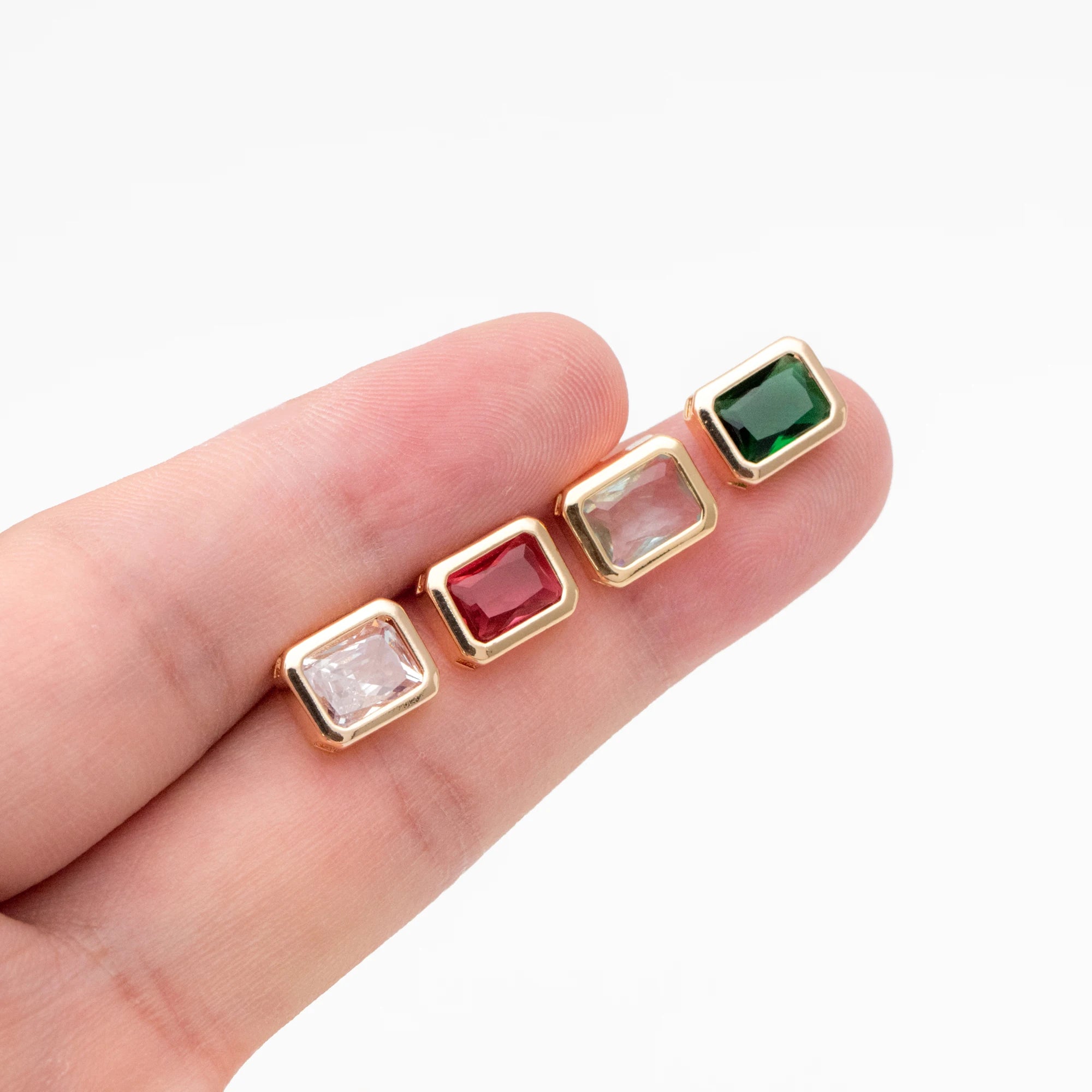 Emerald Baguette Stud