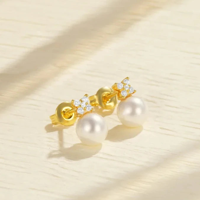 Crystal Pearl Stud Earrings