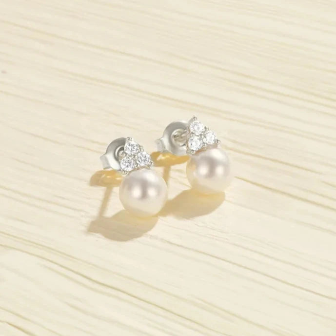 Crystal Pearl Stud Earrings