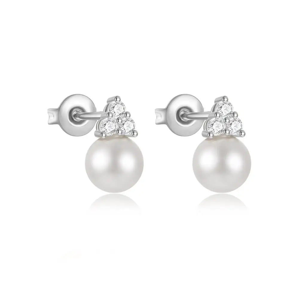 Crystal Pearl Stud Earrings